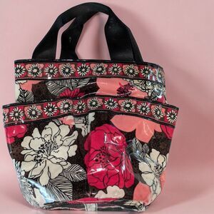 Vera Bradley Shower Caddy MOCHA ROUGE Tote Beach Bag Red White Pink Waterproof